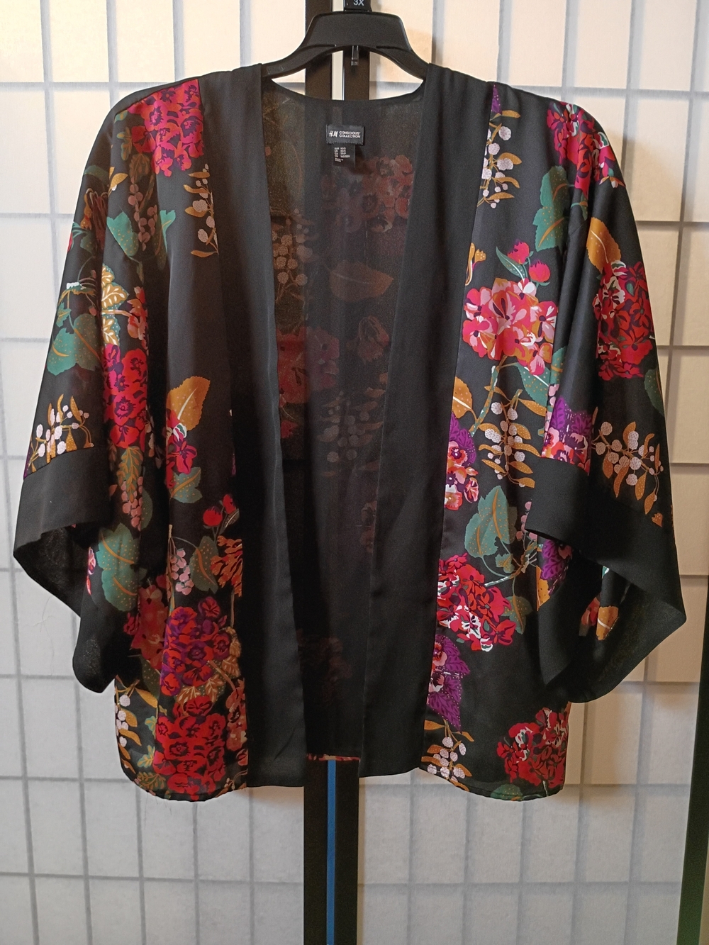 H&M Conscious Collection Floral Satin Kimono Jacket